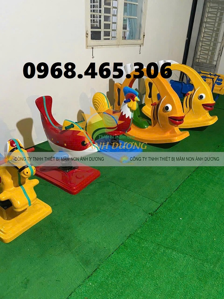 Bập bênh con cá nhựa composite, bập bênh con ngựa mầm non