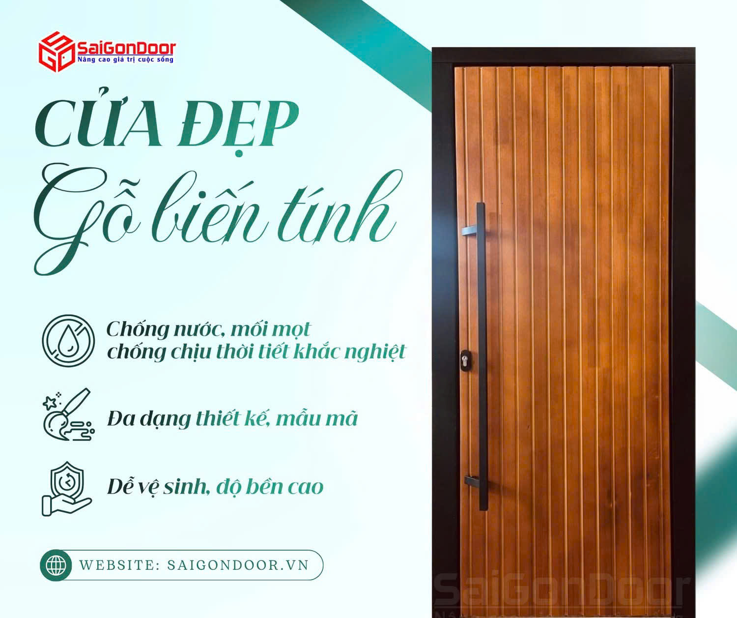 Cửa gỗ biến tính: Giải pháp bền vững và đẳng cấp cho kiến trúc hiện đại