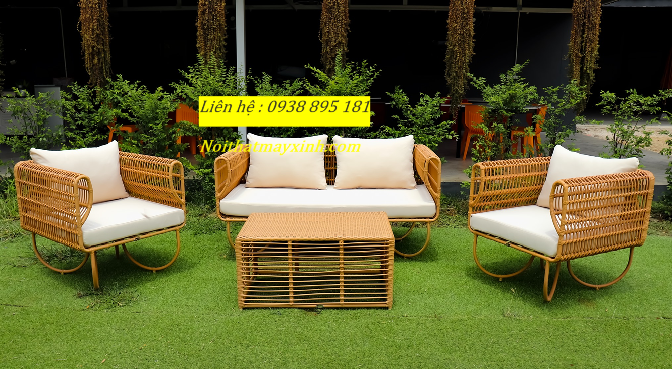 Bàn ghế mây nhưa ngoài trời giá rẻ
