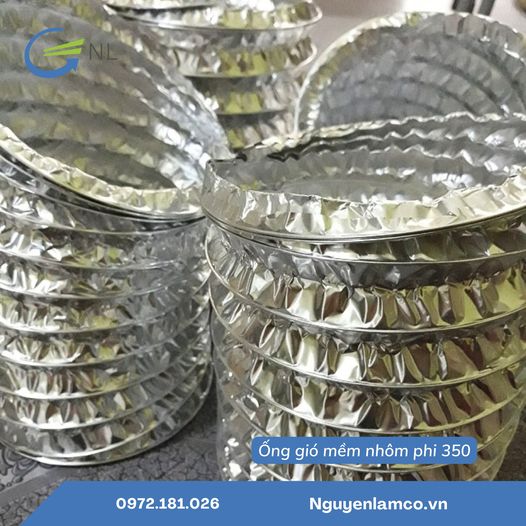 ỐNG GIÓ MỀM NHÔM PHI 350 CHỐNG CHÁY DÙNG THÔNG DẪN GIÓ CHO HỆ THỐNG ĐIỀU HÒA