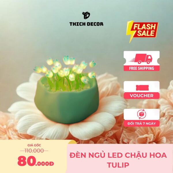Đèn ngủ LED chậu hoa Tulip tự làm đơn giản- Thích decor