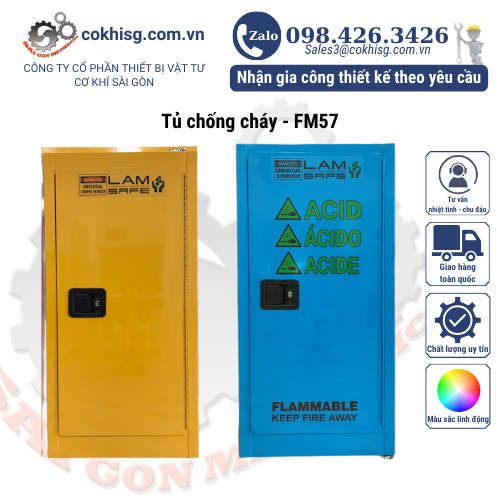 TỦ CHỨA DUNG MÔI CHỐNG CHÁY LOẠI 1 CỬA MODEL -FM57