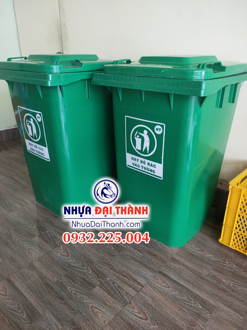 Thùng rác 360 Lít nhựa HDPE-Màu Xanh lá