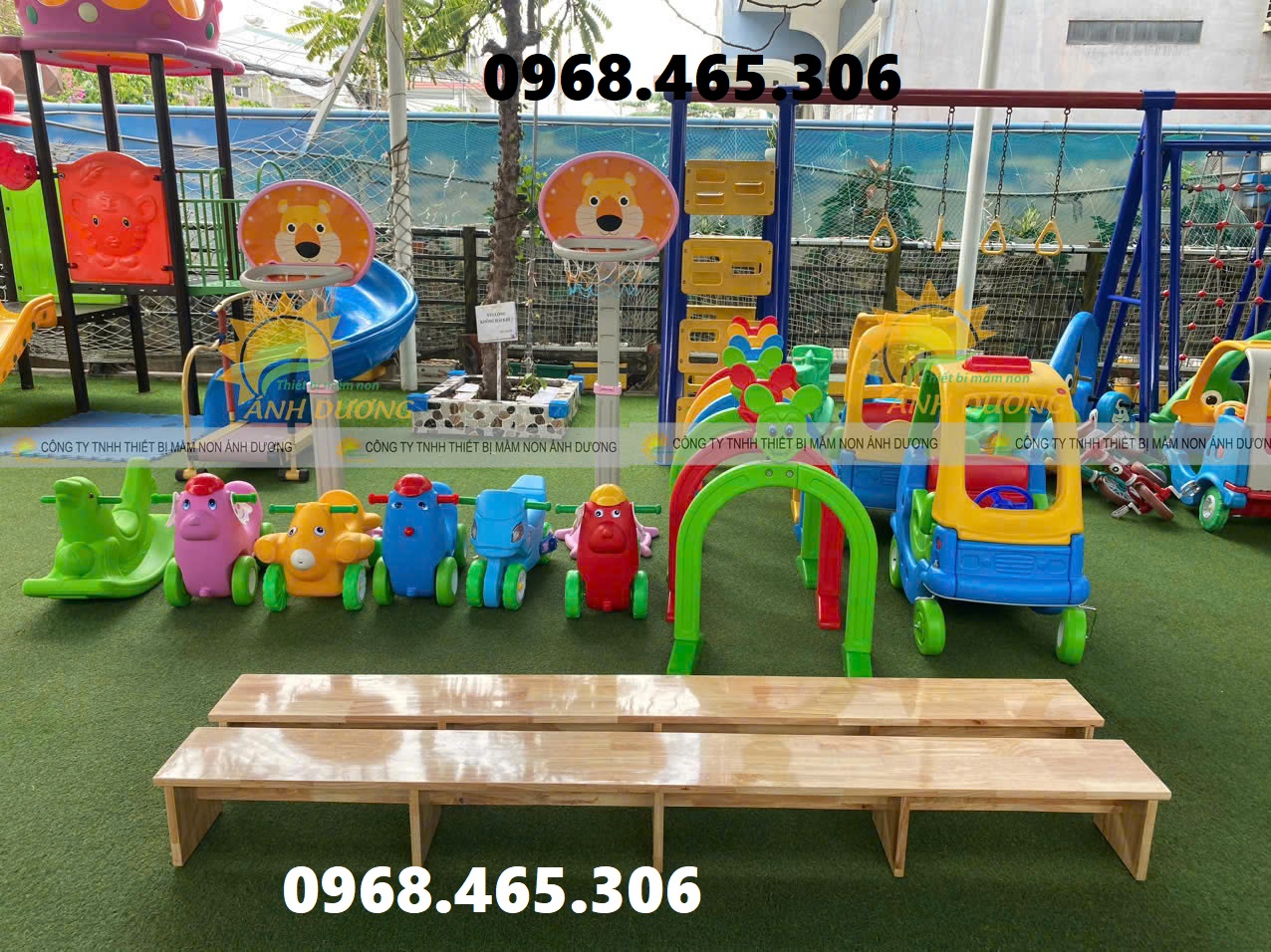 xe chòi chân, bập bênh mầm non, trụ bóng rổ mầm non