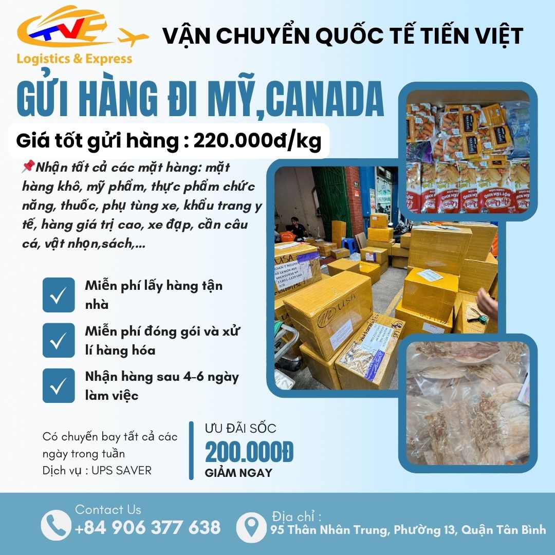 Gửi hàng đi Mỹ giá siêu rẻ 219.000đ/kg