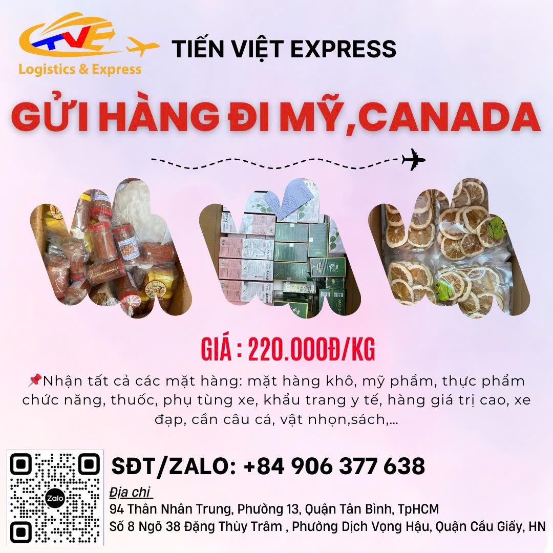 Gửi hàng đi Mỹ, Canada giá siêu rẻ chỉ 2xx.000đ/kg