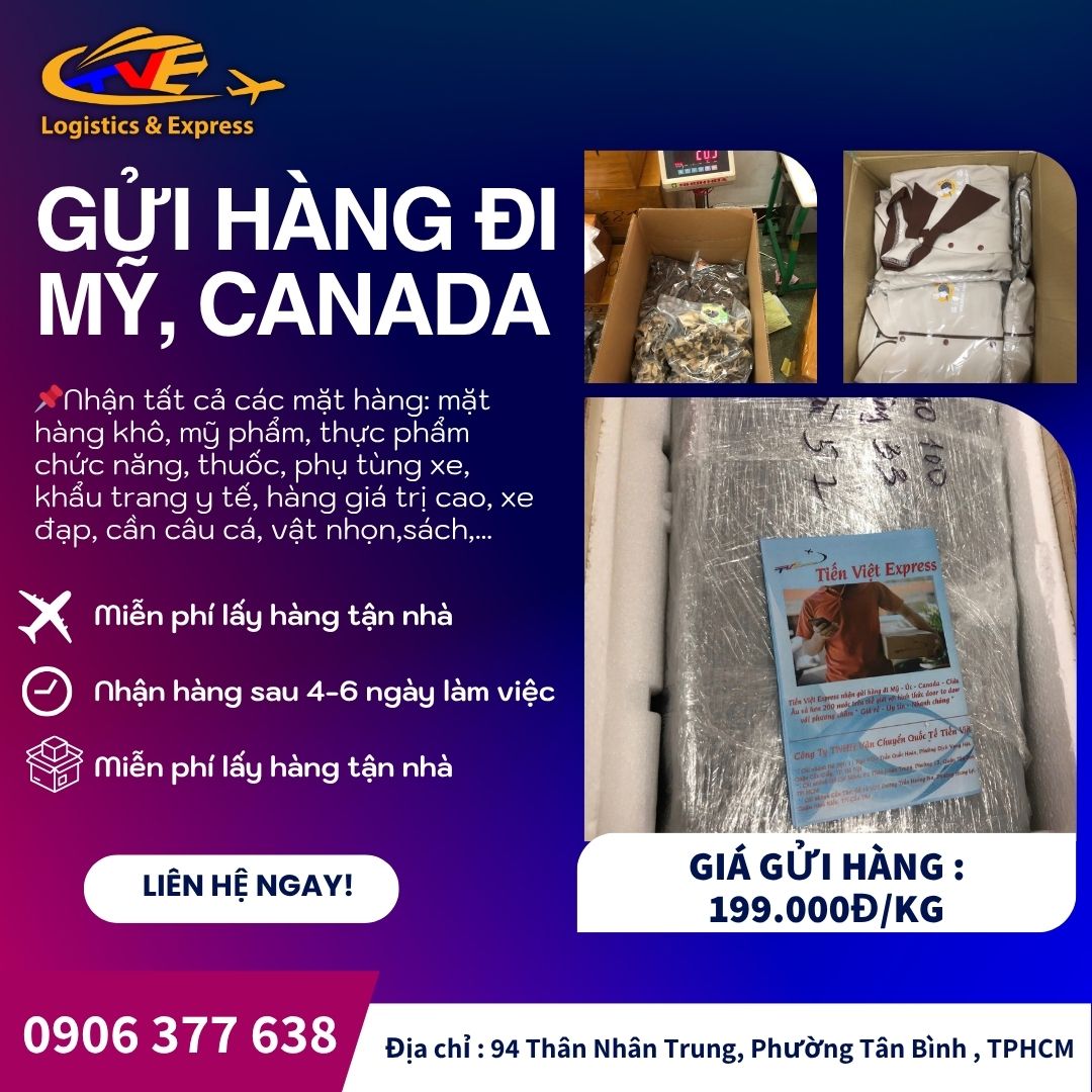 Gửi hàng đi Mỹ & Canada gửi Tiến Việt đơn giản