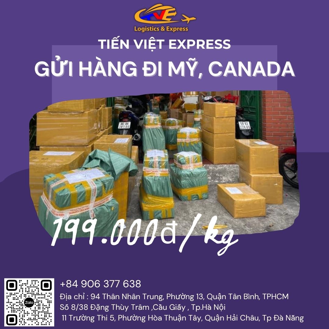 Gửi hàng đi Mỹ & Canada giá rẻ chỉ có ở Tiến Việt