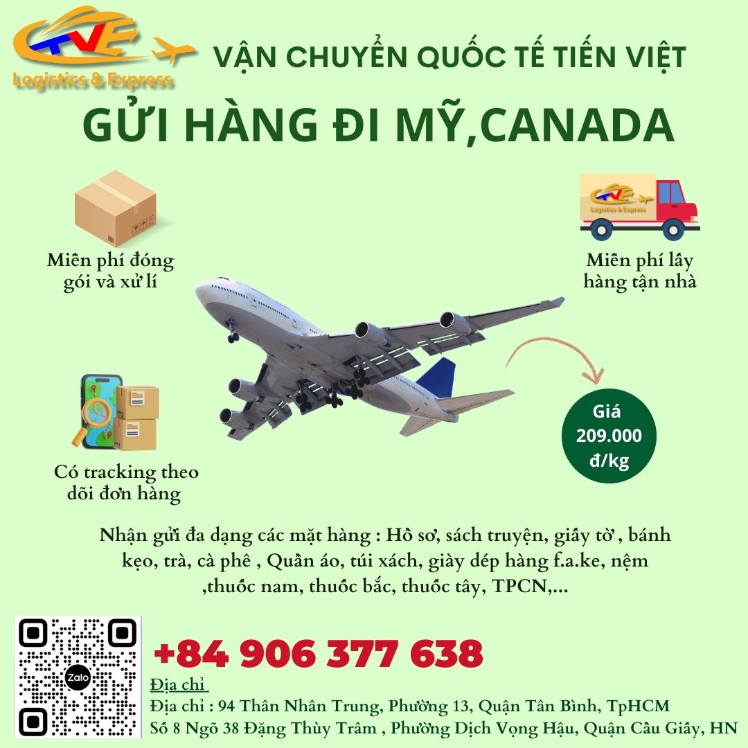 Gửi hàng đi Mỹ, Canada giá rẻ 209.000đ/kg