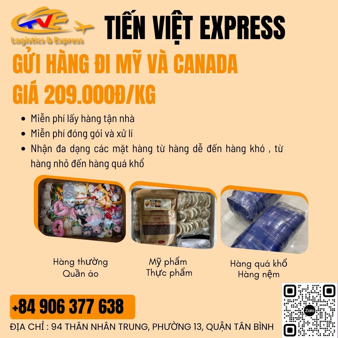 Gửi hàng đi Mỹ, Canada giá rẻ , bay nhanh chỉ 209.000đ/kg