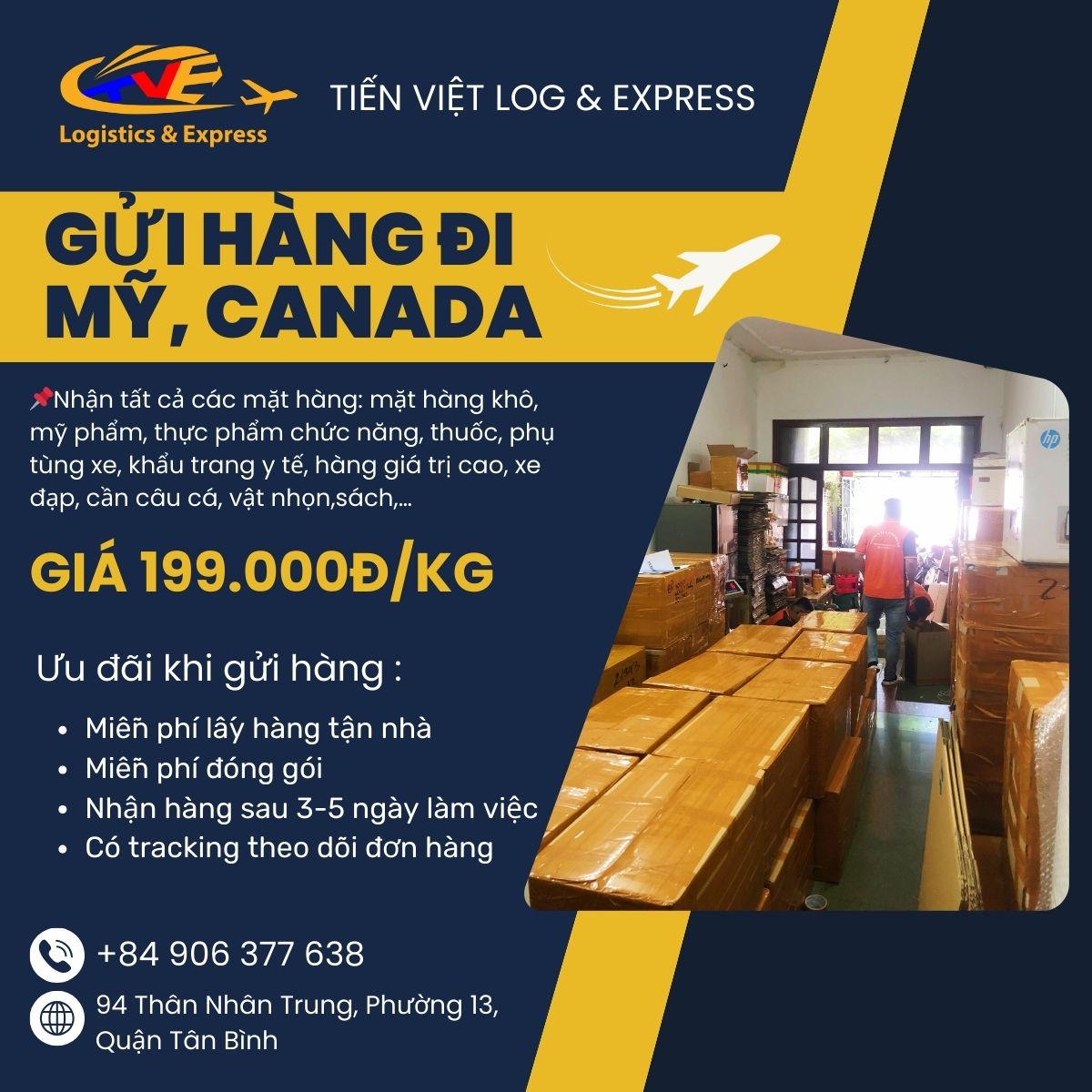 Tiến Việt Exptress - Nhận gửi hàng đi Mỹ, Canada