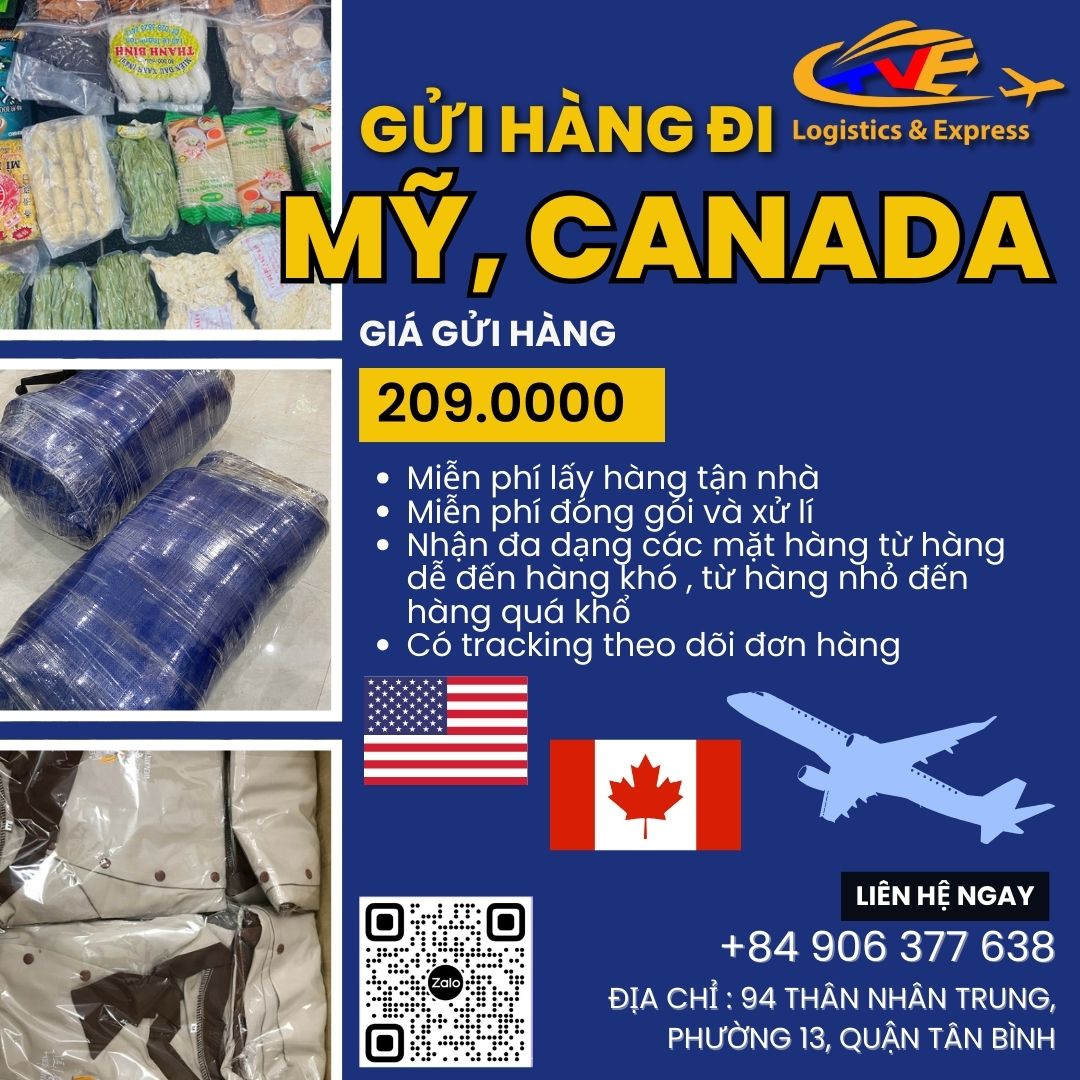 Gửi hàng đi Mỹ, Canada giá rẻ chỉ 209.000đ/kg đi nhanh giá rẻ