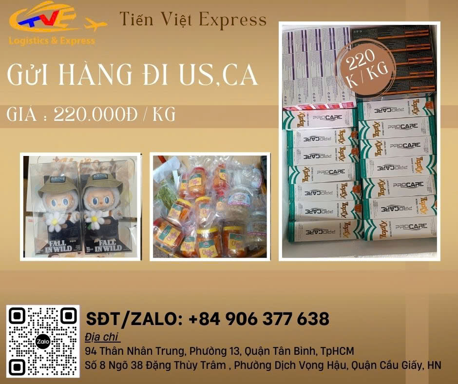 Gửi hàng đi Mỹ, Canada giá rẻ chỉ 220.000đ/kg