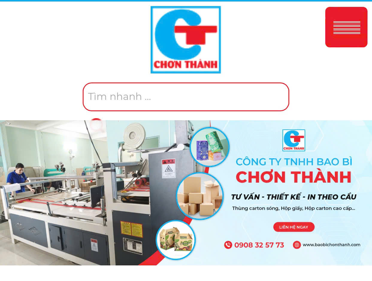 CTY BAO BÌ CHƠN THÀNH tuyển nam LĐPT làm tại Củ Chi