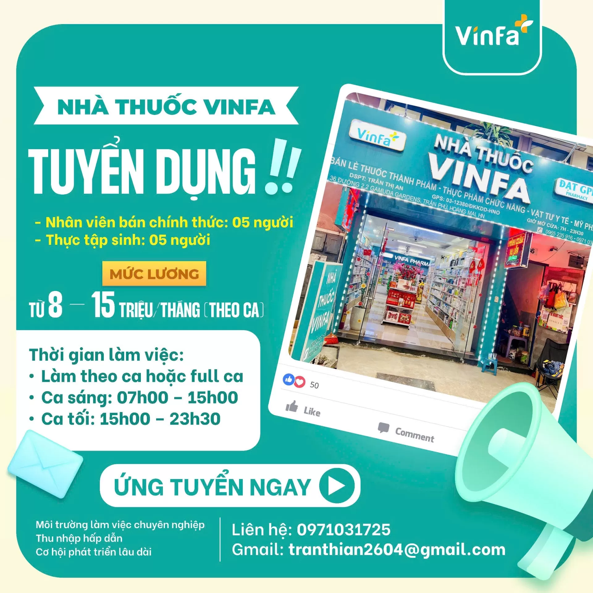 TUYỂN NHÂN VIÊN BÁN THUỐC TÂY