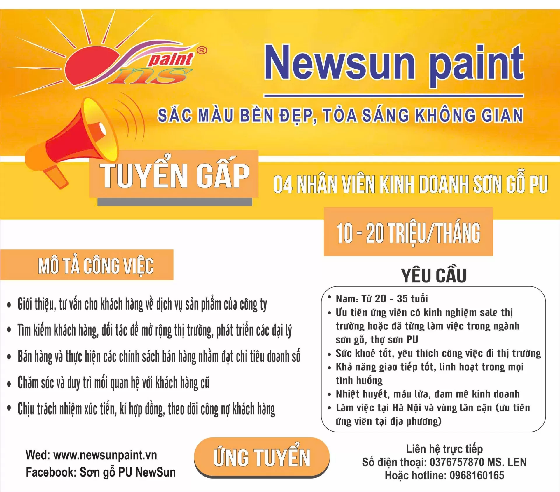 TUYỂN DỤNG NHÂN VIÊN KINH DOANH