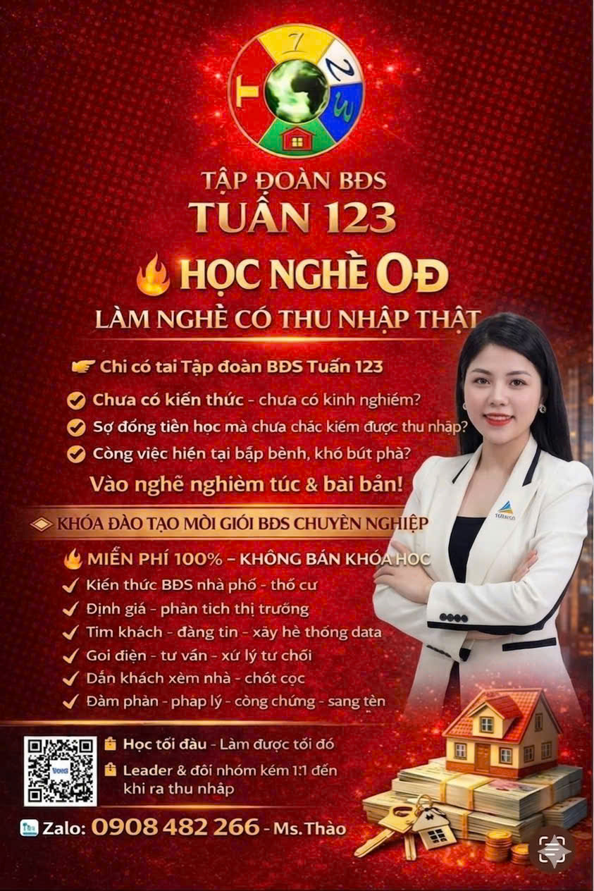 Học nghề 0 đồng - Làm nghề thu nhập thật từ BĐS TUẤN 123