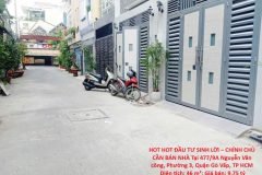 HOT HOT ĐẦU TƯ SINH LỜI – CHÍNH CHỦ CẦN BÁN NHÀ Tại Phường 3, Quận Gò Vấp, TP