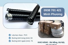 Ống ruột gà lõi thép bọc nhựa Pvc ống phi 2 1/2 có sẵn Đà Nẵng, Hà Nội, Hồ Chí M