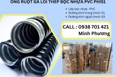 Ống ruột gà lõi thép bọc nhựa Pvc phi 51 Đà Nẵng, Quảng Ngãi, Quảng Trị