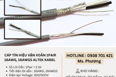 Cáp tín hiệu vặn xoắn 1Pair 16AWG, 16AWGS Altek Kabel Đà Nẵng, Hà Nội, Hồ Chí Mi