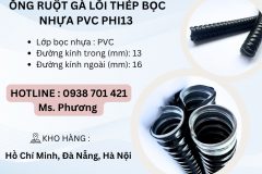 Ống ruột gà lõi thép bọc nhựa PVC Phi13 tại Đà Nẵng, Hà Nội, Hồ Chí Minh