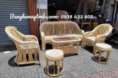 Bàn ghế sofa mây tự nhiên phòng khách hiện đại