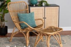 Ghế mây tự nhiên lưng cao có tay vịn