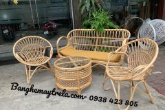 Bàn ghế sofa mây tự nhiên tay cuộn phòng khách