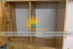 Tủ gỗ đựng chăn gối mầm non, tủ cặp dép trẻ em bằng gỗ
