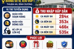 YOKOHAMA – VSIP 1, BÌNH DƯƠNG tuyển 20 LĐPT làm ca ngày / ca đêm