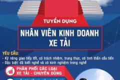 Tuyển NVKD xe tải ưu tiên có kinh nghiệm tại HCM, BD, Đồng Nai