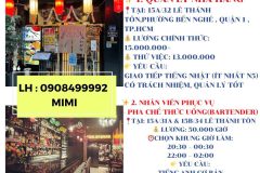 Nhà Hàng Q1 Tuyển Quản Lý Nhà Hàng - NV Pha Chế , Phục Vụ