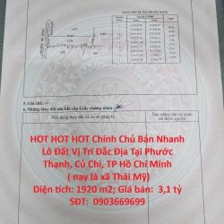 HOT HOT HOT Chính Chủ Bán Nhanh Lô Đất Vị Trí Đắc Địa Tại Phước Thạnh, Củ Chi,