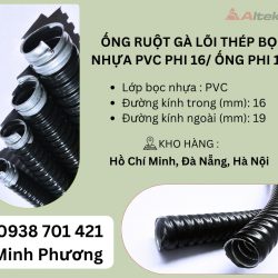 Ống ruột gà lõi thép bọc nhựa PVC phi 16/ Ống phi 1/2 Đà Nẵng, Hà Nội, Hồ Chí Mi