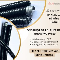 Ống ruột gà lõi thép bọc nhựa PVC Phi19 Đà Nẵng, Hà Nội, Quảng Nam