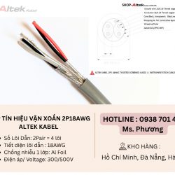 Cáp tín hiệu vặn xoắn 2P18AWG Altek Kabel Đà Nẵng, Hà Nội, Hồ Chí Minh
