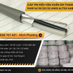 Cáp tín hiệu vặn xoắn âm thanh 1 pair 16/18/20/22 AWG phân phối Đà Nẵng, Huế