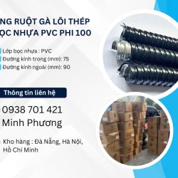 Ống ruột gà lõi thép bọc nhựa Pvc phi 100 sẵn kho Đà Nẵng, Hà Nội, Hồ Chí Minh-
