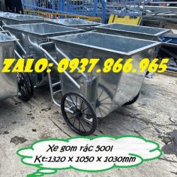 Thùng thu gom rác thải tại hà nội, xe đẩy rác, xe rác tôn 3 bánh