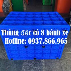 Thùng nhựa đặc có bánh xe 78*63*55cm, thùng nhựa kích thước lớn, thùn