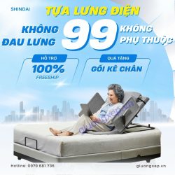 Giường điện nâng lưng giúp người tai biến ngồi dậy nhẹ nhàng, giảm đau.
