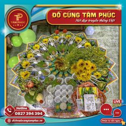 Mâm cúng Thôi Nôi gói Chay cho các bé.
