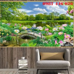 Tranh hoa sen- gạch tranh ốp tường đẹp