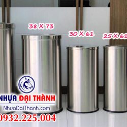 Thùng rác inox lật tròn vuông sang trọng-Nhựa Đại Thành