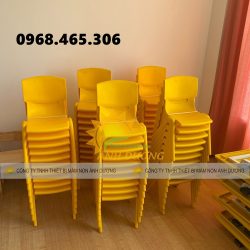 Bàn nhựa mầm non gập chân, ghế nhựa đúc mầm non