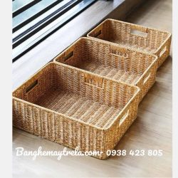 Khay để đồ chữ nhật nhựa giả mây