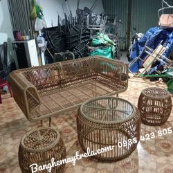 Bàn ghế sofa tổ yến mây nhựa phòng khách
