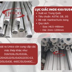 Lục giác inox 430/SUS430 - Unico Steel