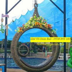 Ghế tổ chim bali checkin hình tròn, swing bali